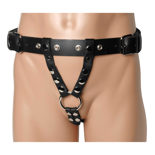 Double Penetration Premium Leather Dildo Harness for Men by Strict Leather