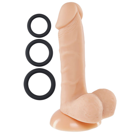 Cloud 9 Novelties Pro Sensual 6 Inch Silicone Dong with 3 Cock Rings - Flesh - WTC852820