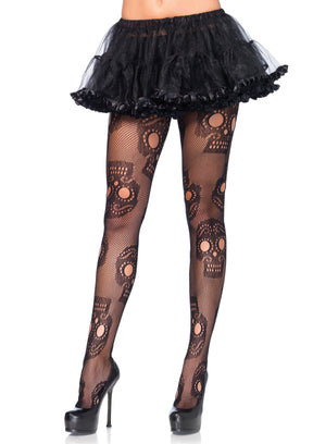 Leg Avenue Sugar Skull Fishnet Pantyhose — One Size - LA-9982