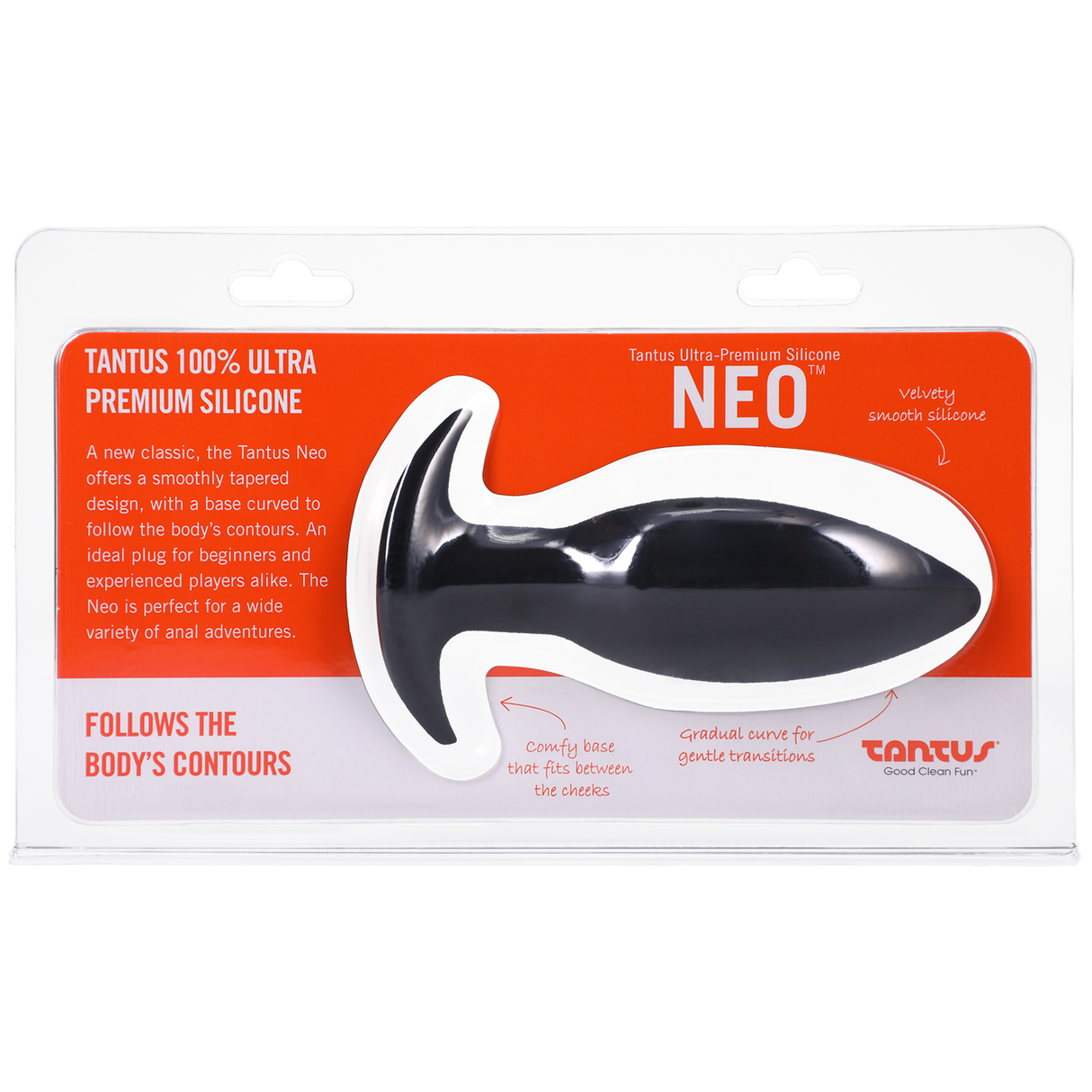 Tantus Neo Silicone Butt Plug — Black, 1.4 in x 4 in - TS561BK