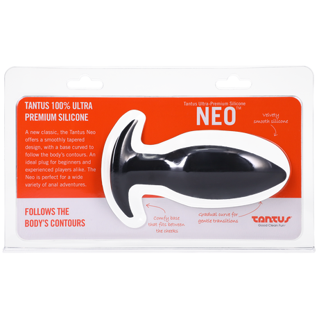 Tantus Neo Silicone Butt Plug — Black, 1.4 in x 4 in - TS561BK