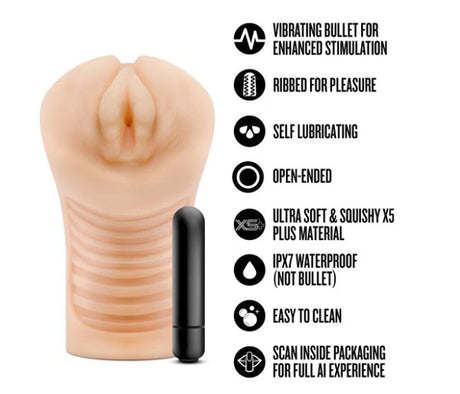 Blush Georgia Male Masturbator with Vibrating Bullet, Beige — 5.75 in - BL-72623