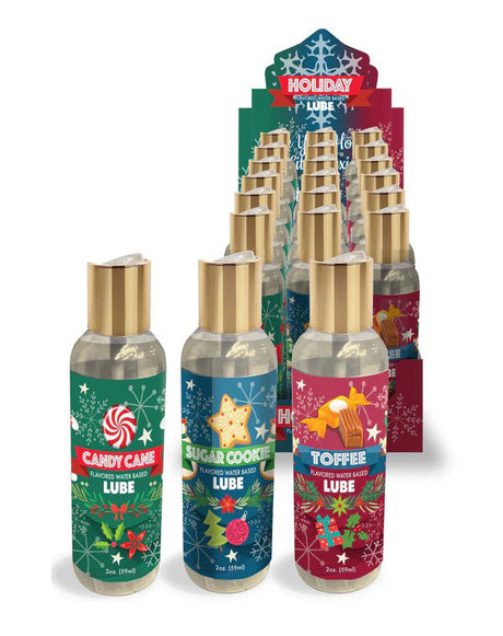 Little Genie Holiday Lubricant Display — 18 Bottles (2 oz), 3 Flavors - LG-BTHOL001