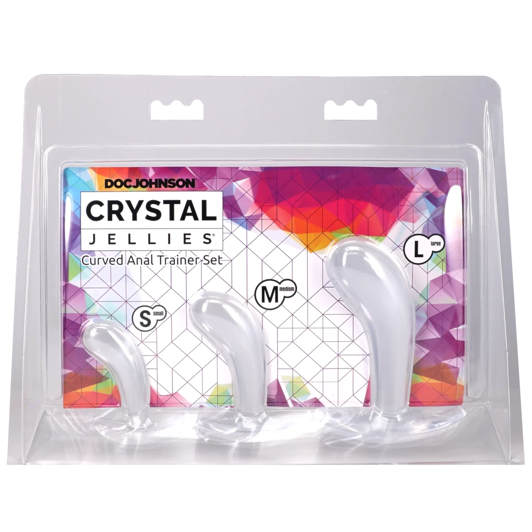 Doc Johnson Crystal Jellies Curved Anal Trainer Set — Clear - DJ0289-67-CD