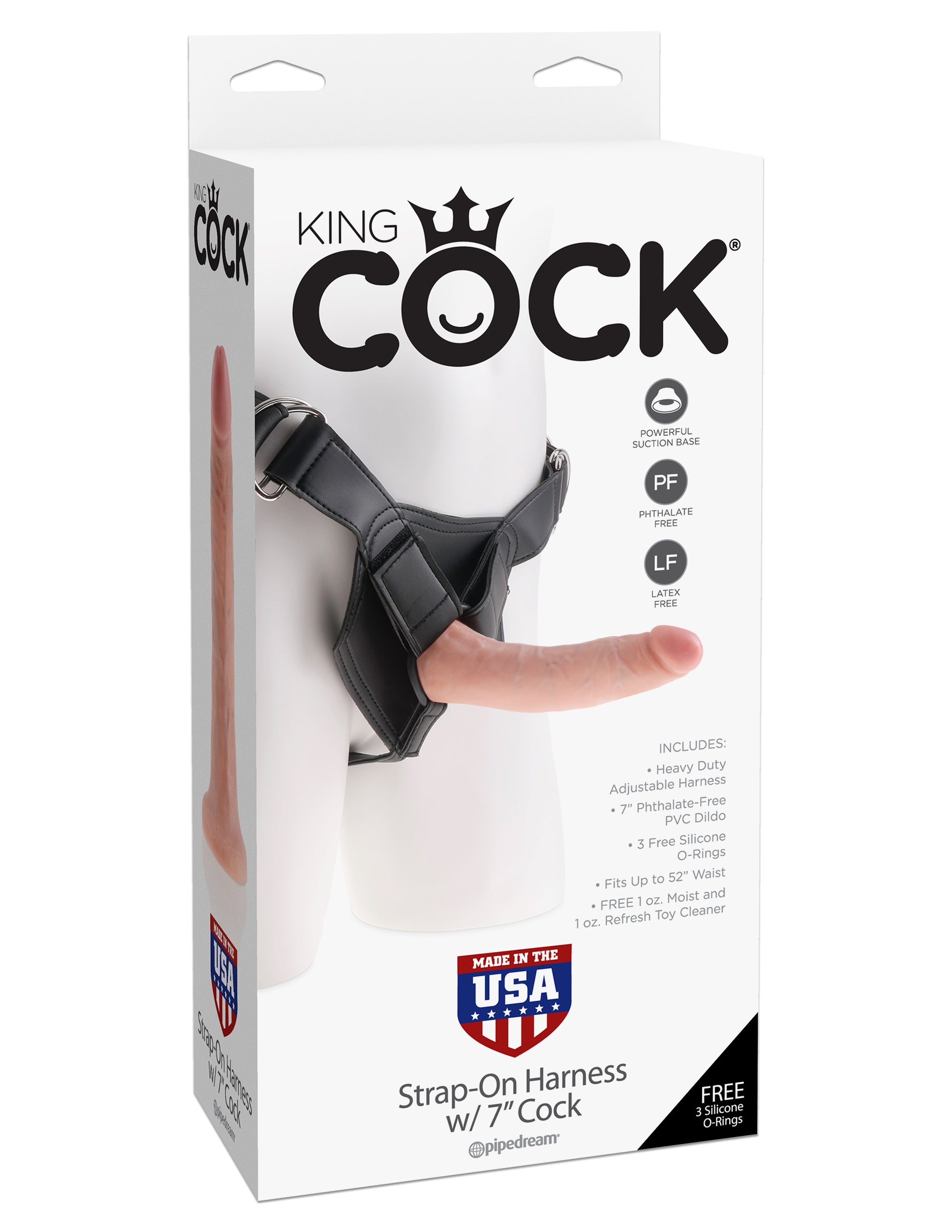 King Cock Strap on Harness With 7 Inch Cock - Flesh by Pipedream