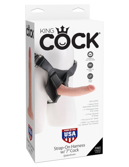 King Cock Strap on Harness With 7 Inch Cock - Flesh by Pipedream