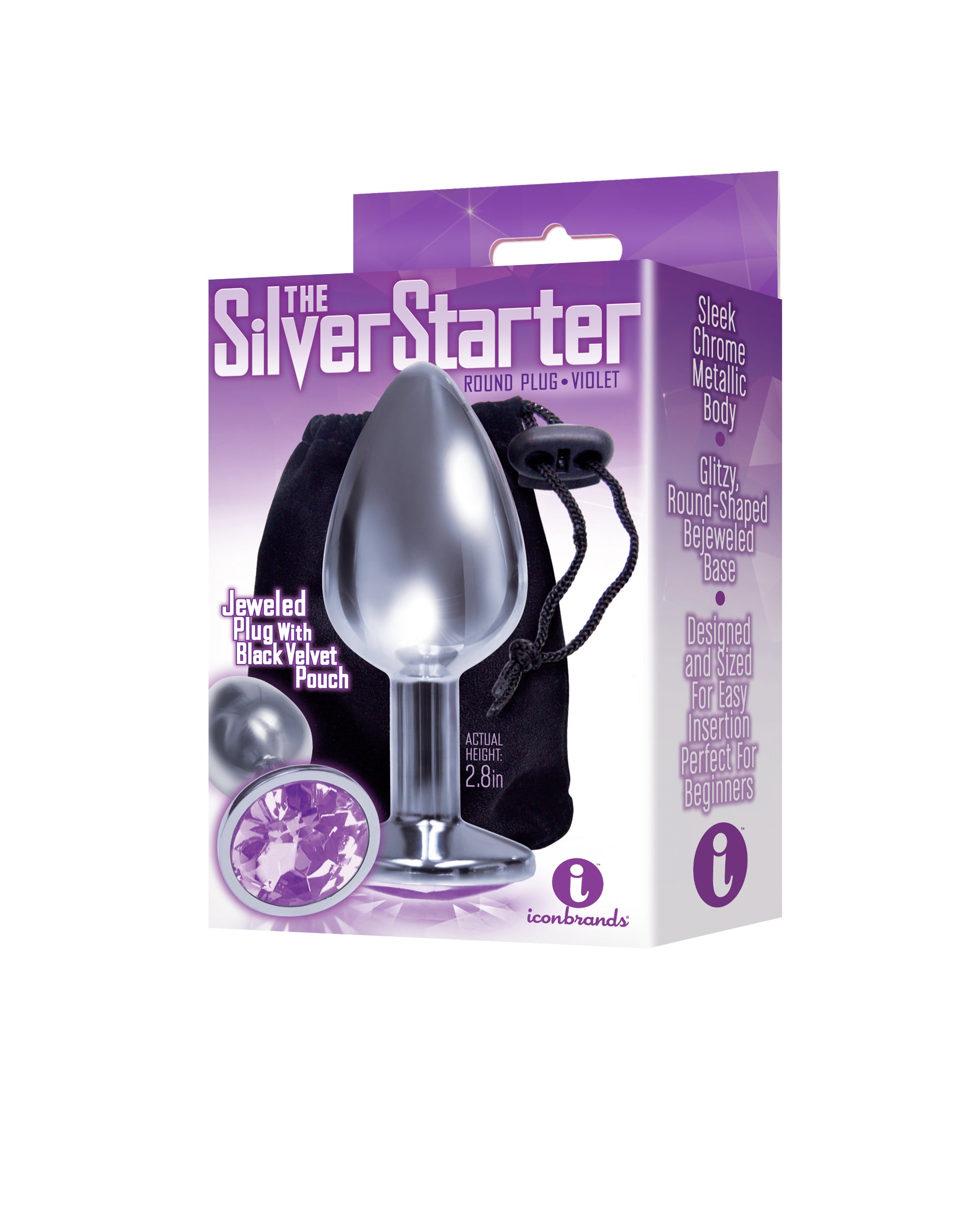 The 9's the Silver Starter Bejeweled Stainless Steel Plug - Violet by Icon Brands