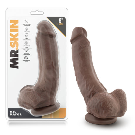 Blush Dr. Skin Mr. Mayor 9 Inch Dildo with Suction Cup - Chocolate - BL-15466
