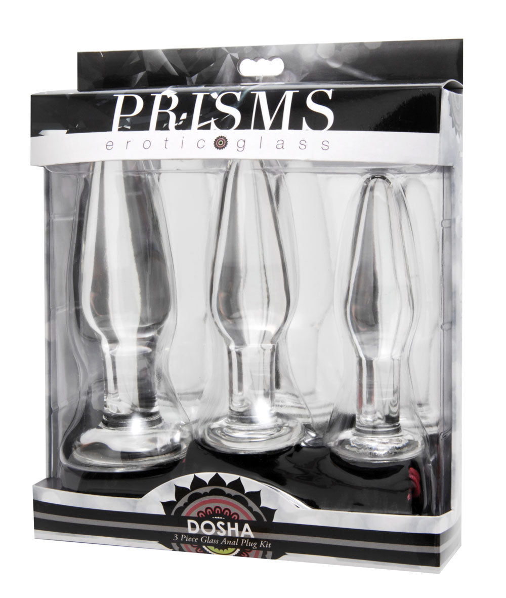 Dosha 3 Piece Glass Anal Plug Kit by XR Brands