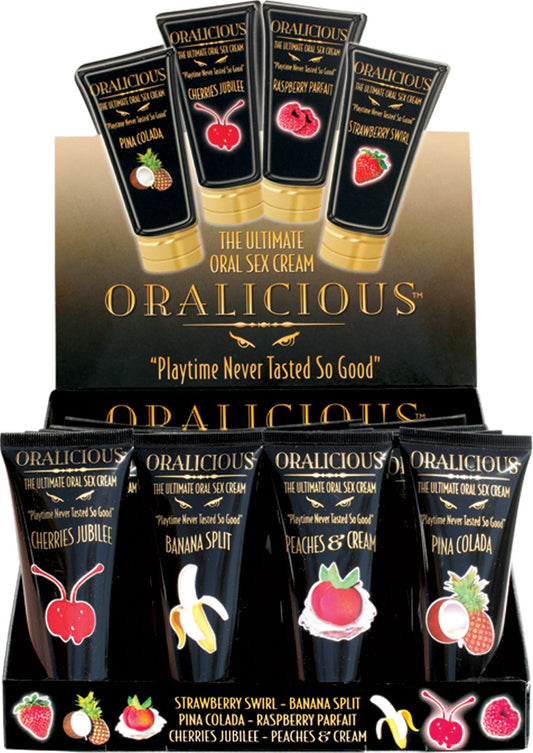 Hott Products Oralicious 24-Piece Display – 2 fl oz Tubes, Assorted Flavors - HTP2160-D