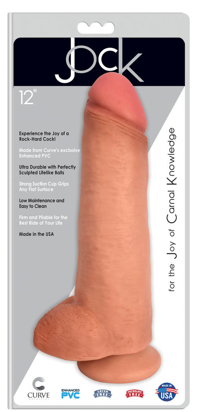 Jock 12 Inch Dong With Balls - Vanilla by Curve Toys
