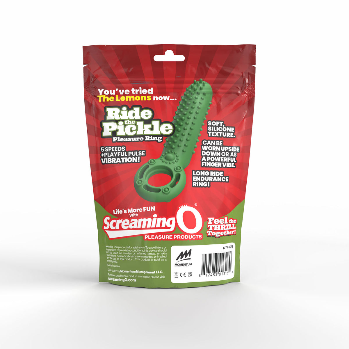 Screaming O Ride the Pickle Rechargeable Vibrating Ring — Green - SO-RTP-GN