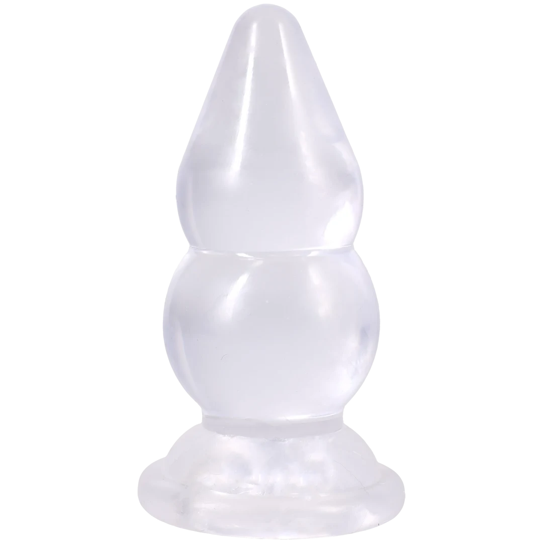 Doc Johnson Crystal Jellies Double Pop Plug — 6 in Clear - DJ0288-94-CD