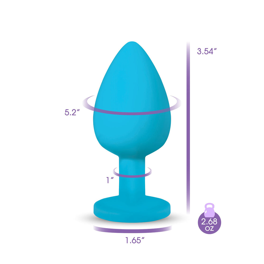 Gemma Clear Iridescent Gem Teal Silicone Plug - L