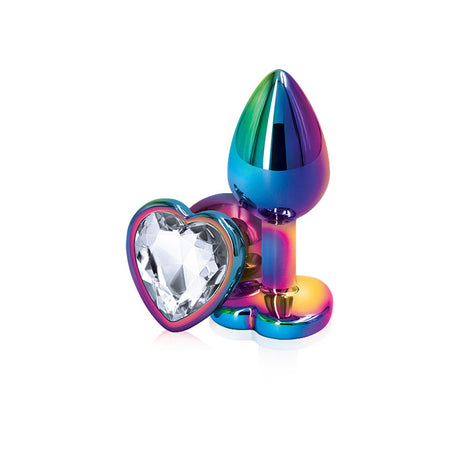 nsnovelties Rear Assets Small Clear Anal Plug — Multicolor Heart - NSN0962-11