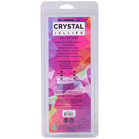 Doc Johnson Crystal Jellies Realistic Dildo — 7 in Teal - DJ0288-45-CD