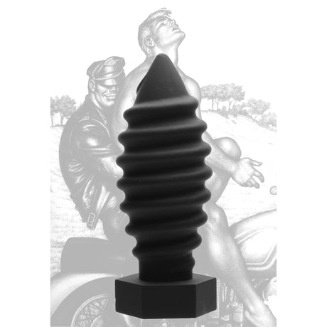 Tom of Finland Screw U Anal Plug — Black Silicone, 7.5 in Insertable - 848518023728
