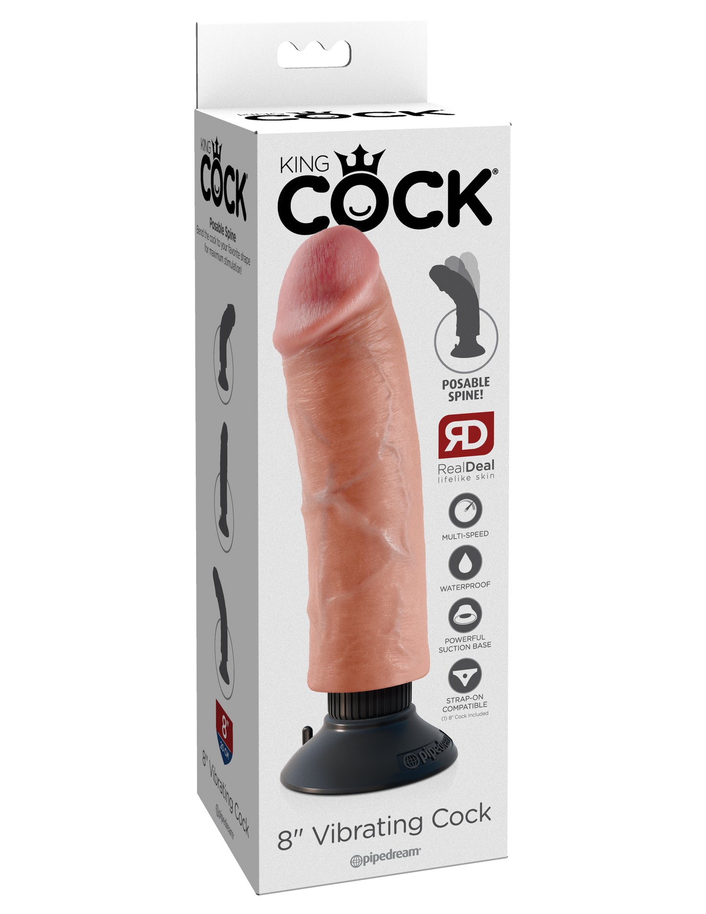 King Cock 8-Inch Vibrating Cock - Light by Pipedream