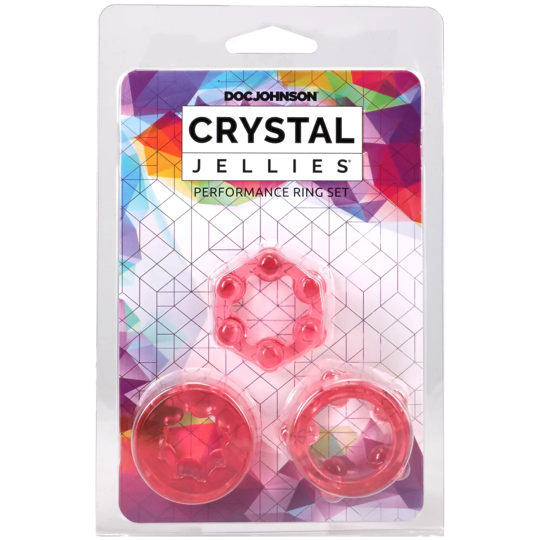 Doc Johnson Crystal Jellies Performance Ring Set, 3-Pack Pink - DJ0291-07-CD
