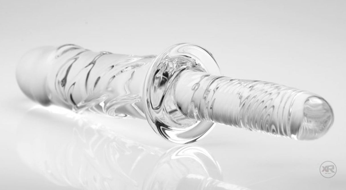 XR Brands Brutus Glass Thruster Dildo, Clear — 6.5 in Insertable - MS-AF178