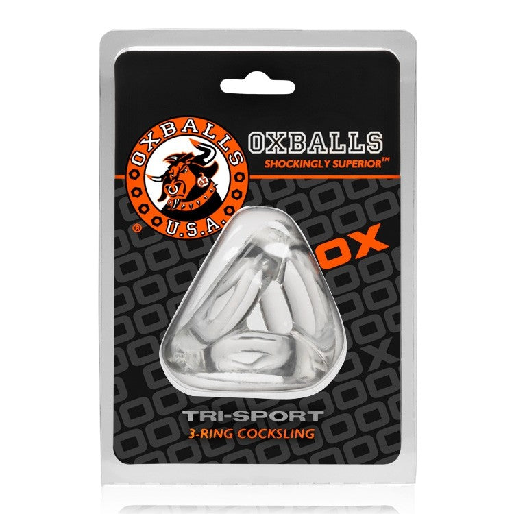 OXBALLS TRI-SPORT Cocksling — Clear FLEXtpr 3-Ring - OX-AJ1076-CLR