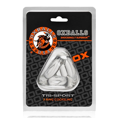 OXBALLS TRI-SPORT Cocksling — Clear FLEXtpr 3-Ring - OX-AJ1076-CLR
