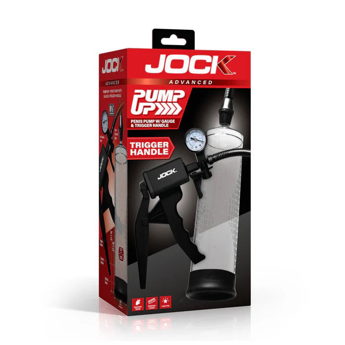 Pump Up Penis Pump With Gauge and Trigger Handle - Clear