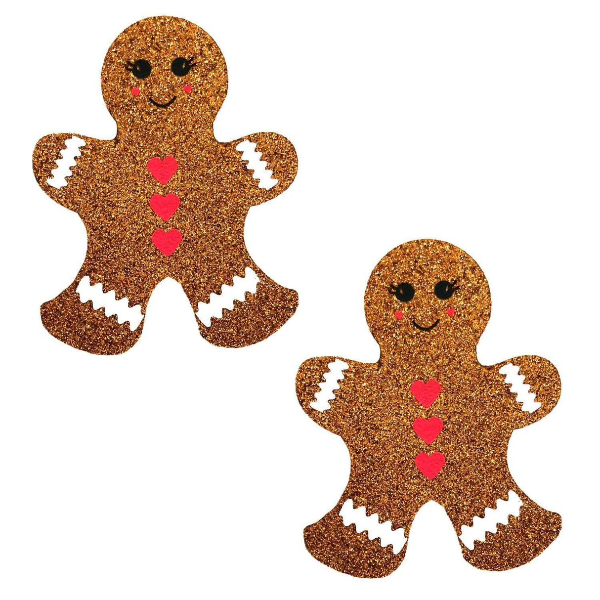Neva Nude Gingerbread Man Glitter Nipple Pasties — 2 Pack (Brown) - NN-FA-GIN-NS