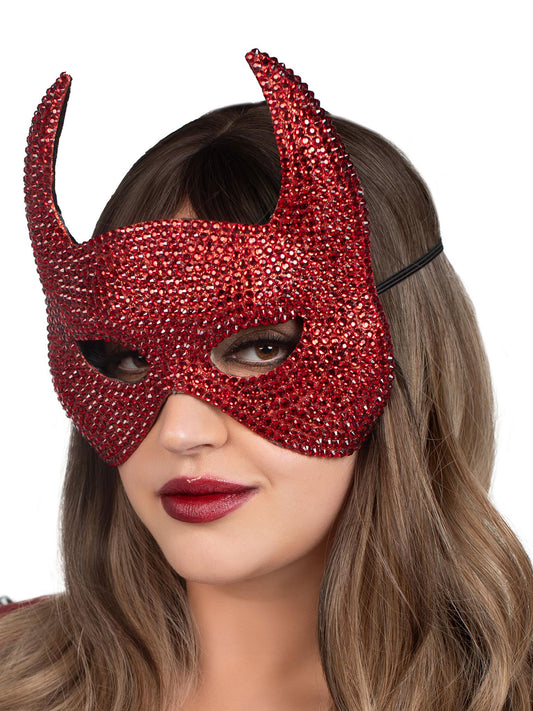 Leg Avenue Rhinestone Devil Mask — One Size, Red - LA-A2893RED