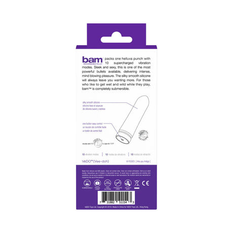 VeDO Bam Rechargeable Bullet Vibrator — Indigo - VI-F0303