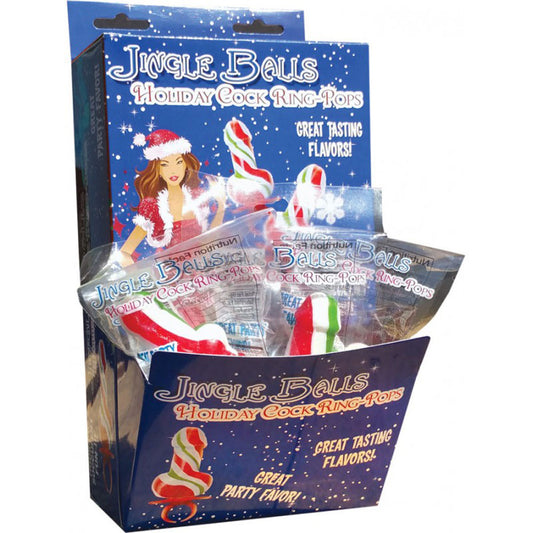 Hott Products Jingle Balls Cock Ring Pops — 12 Piece Display - HTP2421D