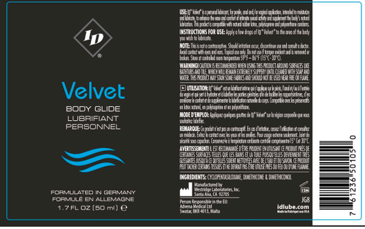 I.D. Lubricants I.D. Velvet Body Glide Personal Lubricant, 1.7 oz - ID-VEL-51