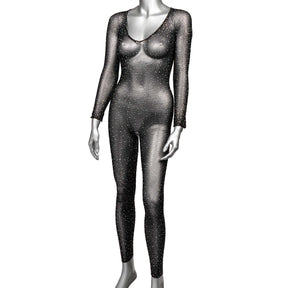 CalExotics Radiance Crotchless Full Body Suit — One Size, Black - SE3002353