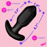 XR Brands Bumpy Vibrating Silicone Butt Plug — Black - BNG-AH886