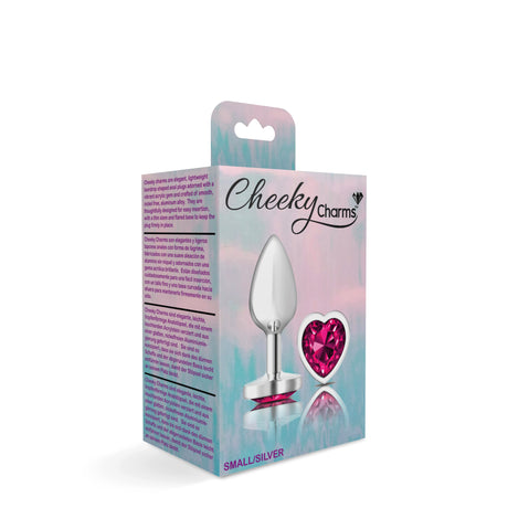 Bright Pink Heart Gem Silver Metal Plug - Sm