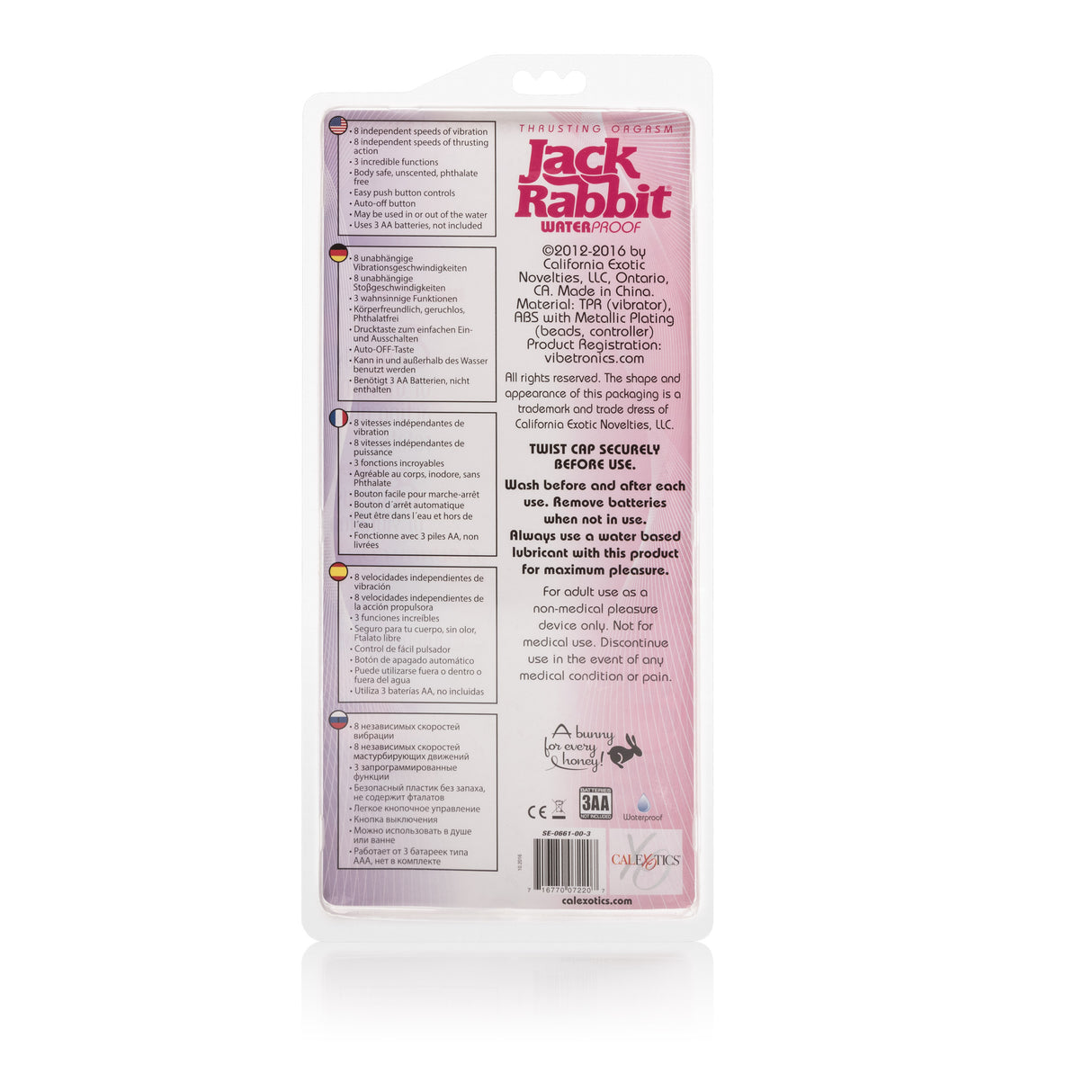 CalExotics Dual-Motor Thrusting Jack Rabbit Vibrator, Pink - SE0661003