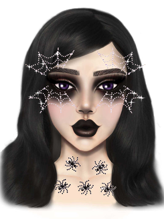 Leg Avenue Spider Web Face & Body Jewel Stickers - LA-EYE047