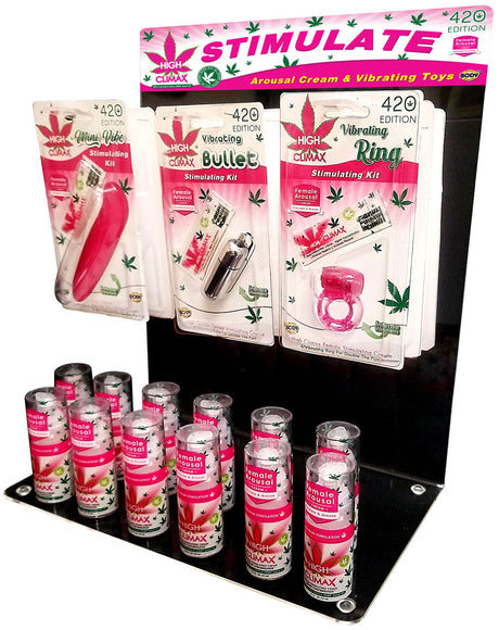 Body Action High Climax Vibrating Acrylic Display — 18 Kits & 12 Bottles - BA-HCVAD