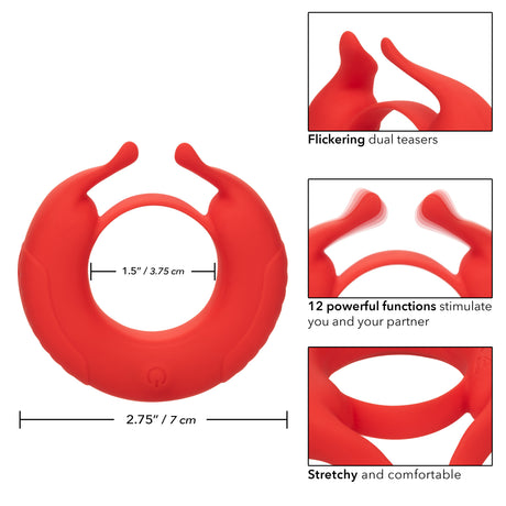 CalExotics Taurus Rechargeable Silicone Enhancer Ring — Red - SE1841403
