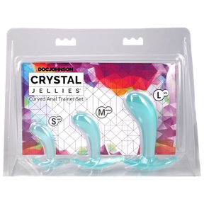 Doc Johnson Crystal Jellies Curved Anal Trainer Set — Teal (3 Sizes) - DJ0289-70-CD