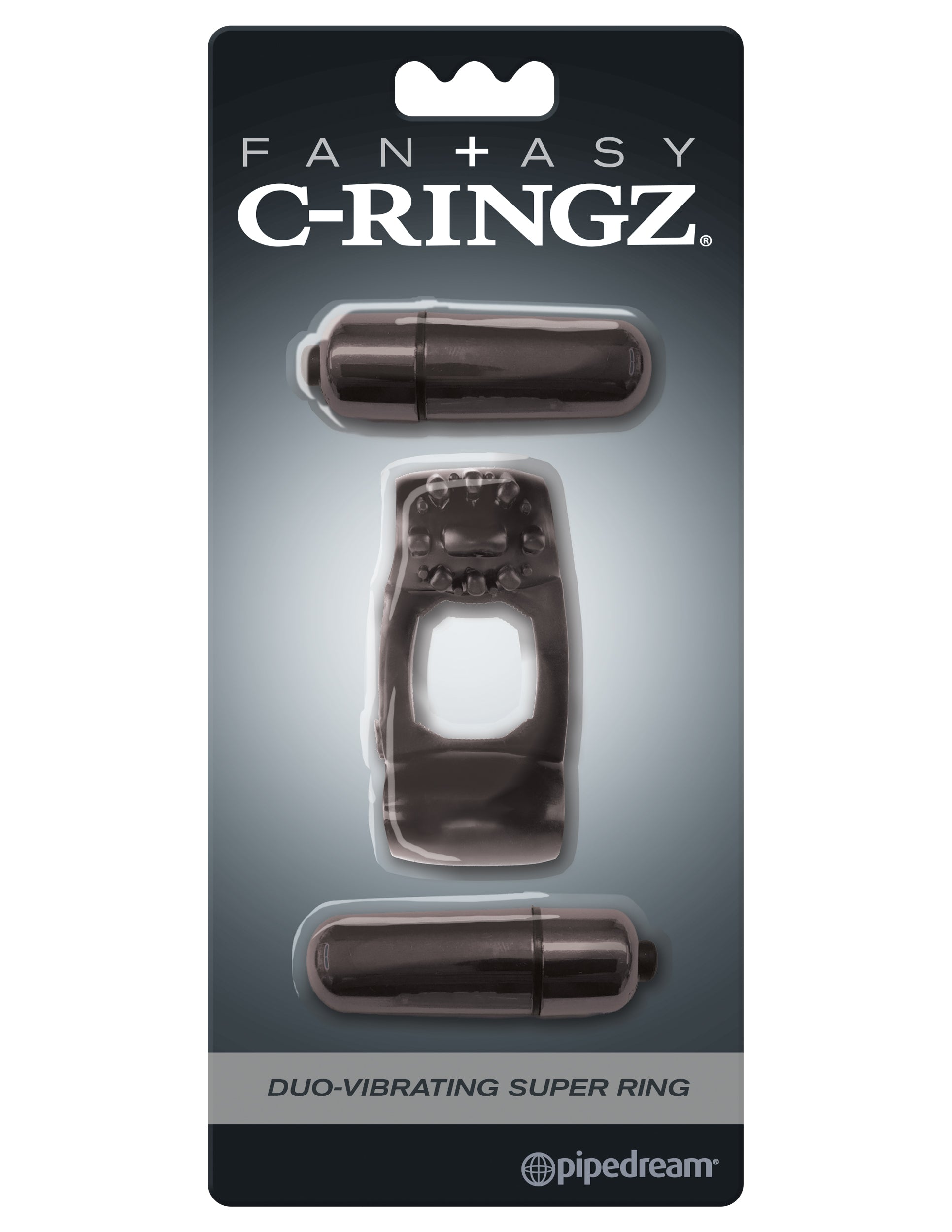 Fantasy C-Ringz Duo-Vibrating Super Ring Black by Pipedream