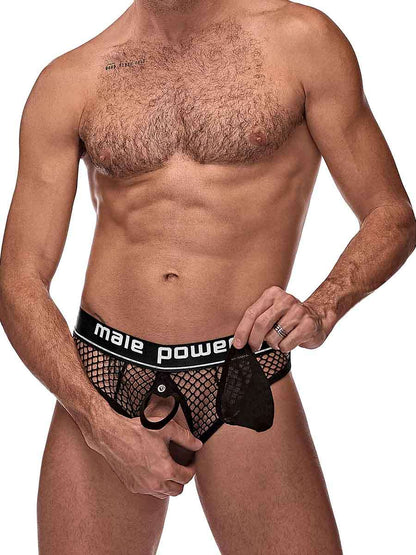 Cock Pit Net Cock Ring Thong - S/ M - Black by Male Power