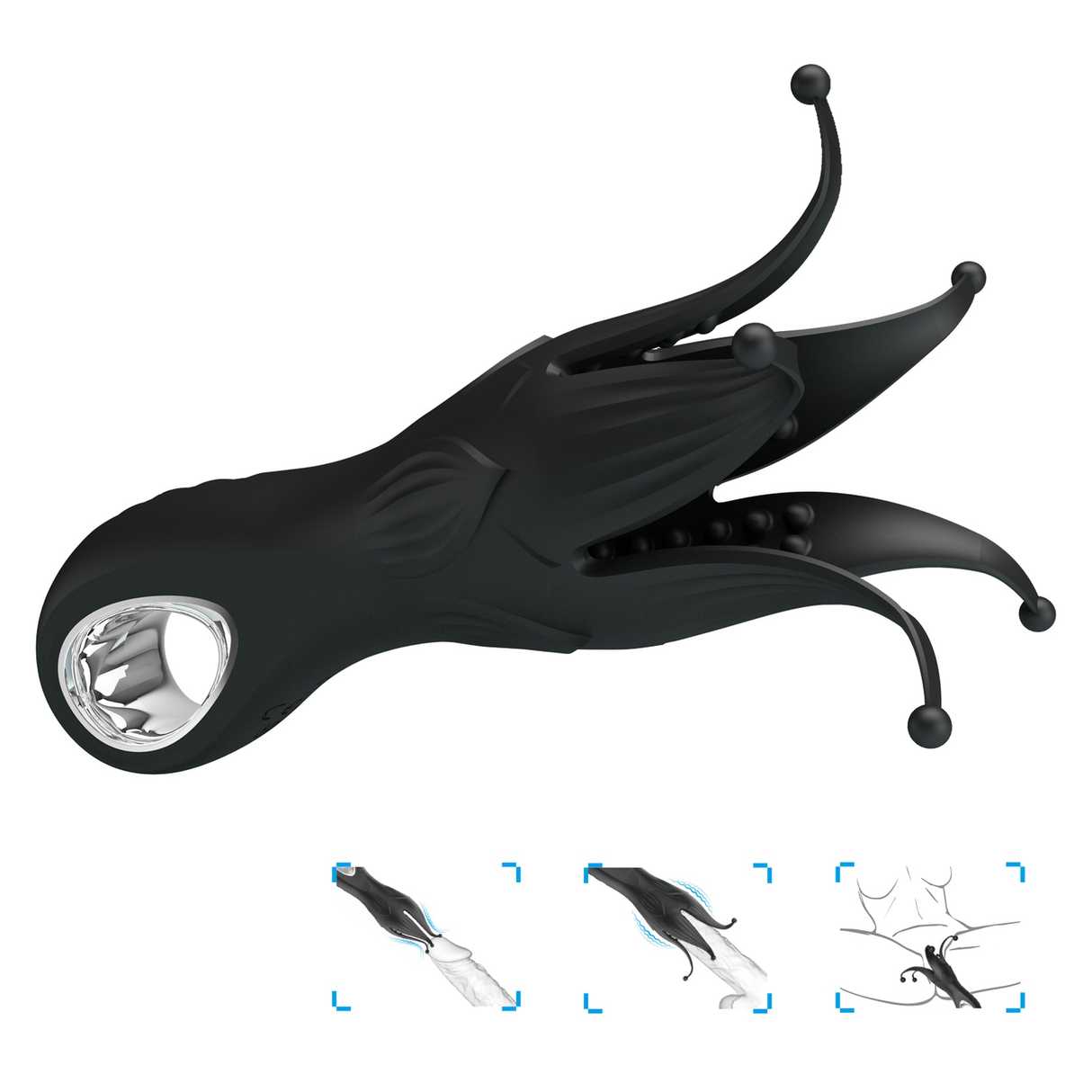 Pretty Love Arella Octopus-Shaped Vibro Penis Trainer — Black - BI-300082
