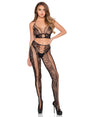 Leg Avenue 2-Piece Net & Lace Crop Top and Crotchless Tights — OS Black - LA-89368BKOS