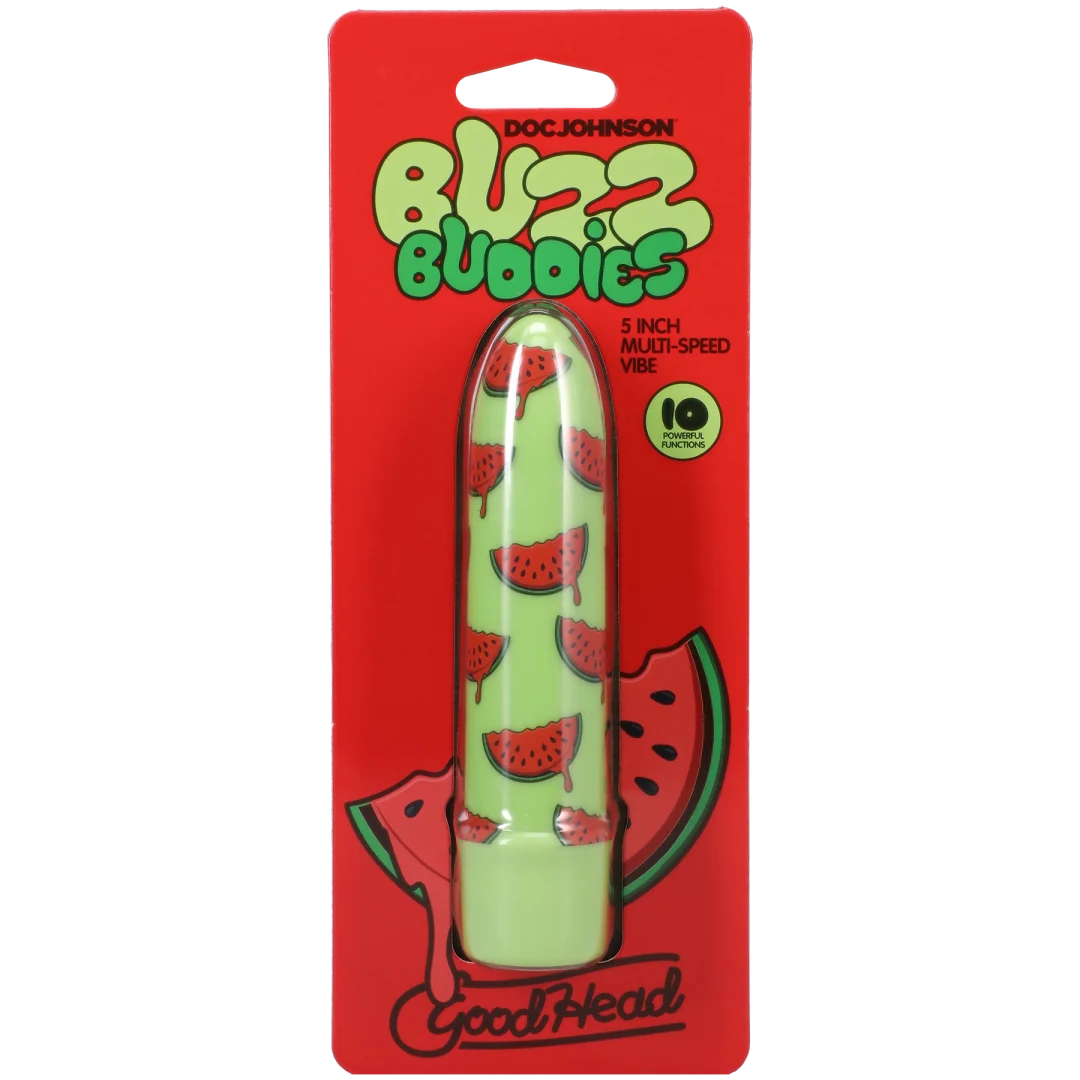 Doc Johnson Buzz Buddies 5-Inch Multi-Speed Vibe, Watermelon - DJ1370-03-CD