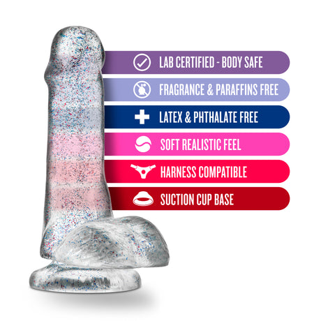 Blush Naturally Yours 6-inch Glitter Dildo — Sparkling Clear - BL-54309