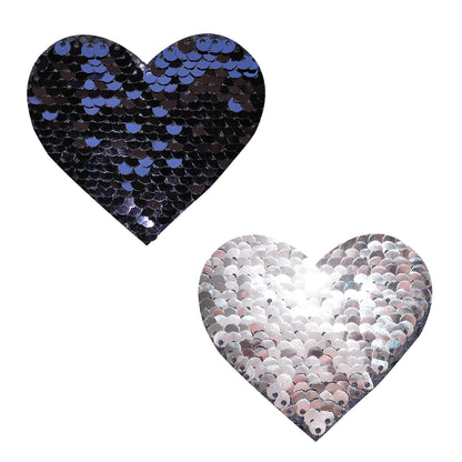 Sequin Medusa Magic Flip Black to Silver I Heart U Nipztix Pasties by Neva Nude