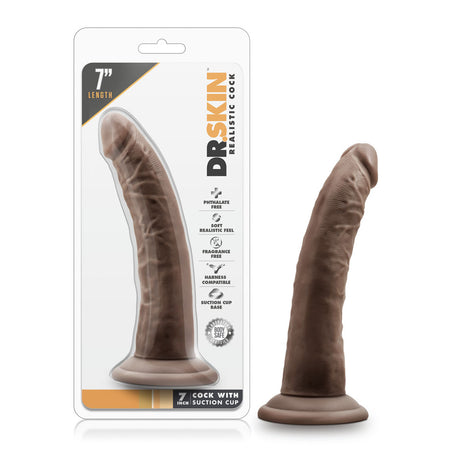 Blush Dr. Skin 7 Inch Realistic Dildo with Suction Cup — Chocolate - BL-12706