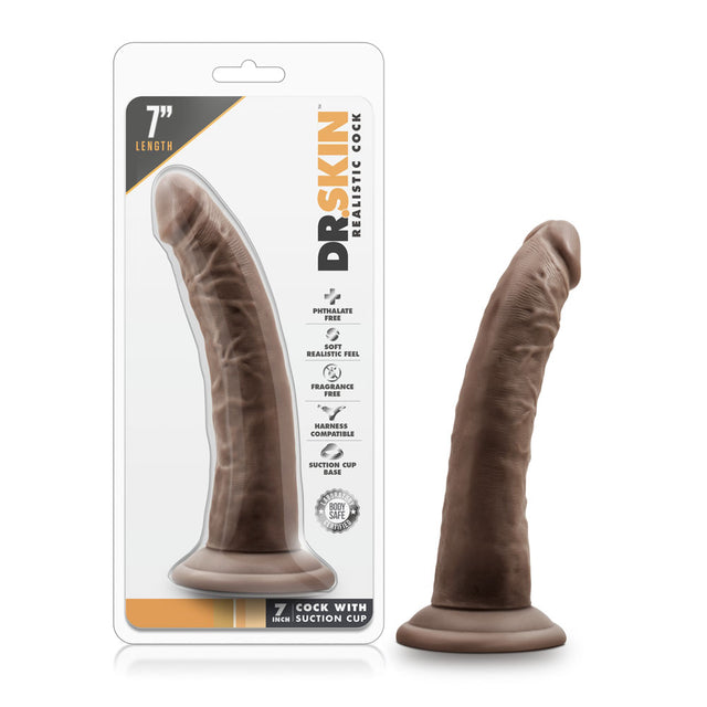 Blush Dr. Skin 7 Inch Realistic Dildo with Suction Cup — Chocolate - BL-12706