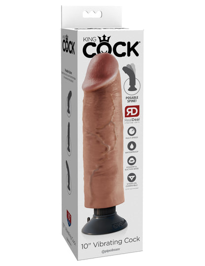 King Cock 10 Inch Vibrating Cock - Tan by Pipedream